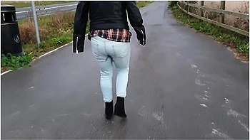 Public Wetting In Tight Blue Jeans, Then Rewetting Them Again Later! (no Toilets Allowed) ;)