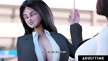 Car Toon In Stacked Redhead Rides Futanari Bosss Huge Dick At The Office - French Subtitles