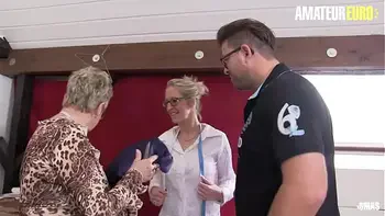 XXX OMAS - #Angelika J. #Jana L. - Lucky Guy Gets To Fuck At Her Tailor's Office With Two Sexy BBW Ladies