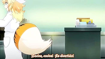 She lets out a pleasurable moan as the men's penises are inserted into her.