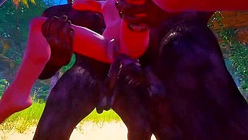 Double Furry Anal For Tight Ass Slender