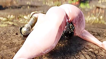 Elf Slut Warrior Masturbates Cum Covered Werewolf