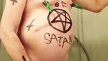 Satan slave is ready for his Piss Enema sacrifice