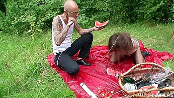 Mature Slave Fed In The Woods