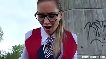 Stewardess Blowing Cock For Cash Public Outdoor