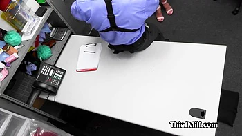 Petite Fucktoy And Big-boned Stepmom Sharing Mall Cops Cock