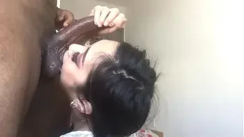 Eva Yi deep throats like her life depends on it