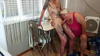 Neighbor Sucks And Jerks Off My Swollen Cock In Exchange For A Portion Of Hot Cum In Her Mouth