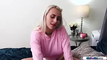 Petite babe facesits and tribs her big tits 19yo teen stepsis