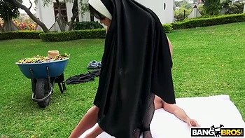 Dirty Nun Fucks The Gardener - Big Breast