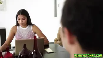 Stepbrother fucking his stepsister Michelles thighs