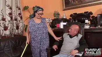 EVASIVE ANGLES She brings in a black dude who is more than happy fingering and licking her hairy muff, until he fucks her good and ends up giving her a blinding interracial facial.