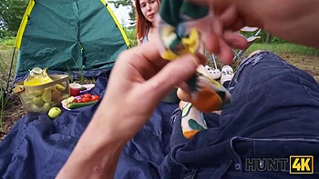 Young Russian Slut Was Fucked By A Stranger While Her Boyfriend Was In The Tent