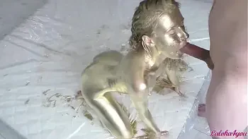 Paints Herself and Rides a Cock - Deepthroat and Doggystyle Fuck - Laloka4you