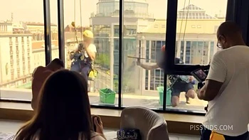 Anal Pissing, Fucking In Front Of Windows Cleaners
