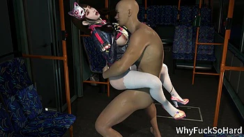 3D Cute Japanese Cosplay Slut Have Sex with Big Cock in the Bus