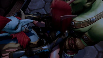 Elf double teamed by an Ork and a Troll