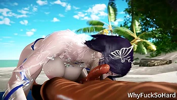 3D Super Sexy Big Boobs Slut Cheating with Big Cock on the Beach