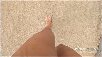 Marina Gold Wetting Her Jeans Shorts On The Island