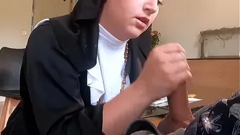 Pervert doctor poses a hidden camera in her waiting room ... he notices that she is not so good for a nun ...