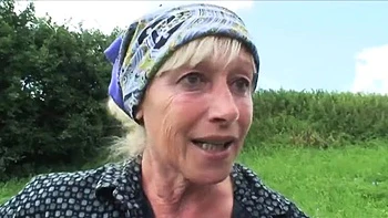 Young Teen Hitchhiker Grateful For Old Pig Rescue With Stepgranny Outdoor Threesome