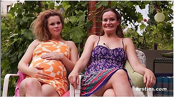 Pregnant Helena Is Seduced By Sally B In The Garden