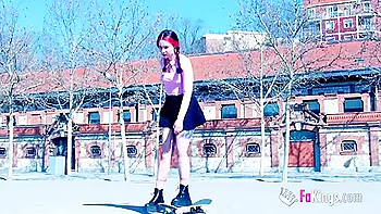 Redhead Teen 18+ Inna Takes Us Skating And Shows Her Naked Body In Public