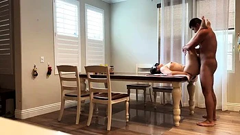Fucking My Buddy's Wife on the Dining Table While He's Out of Town - Asian MILF Brunette Loud Moaning