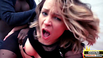 Public nympho handling cock from strangers