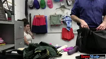 Cock addict teen thief Indica Flower offered her services to a LP officer