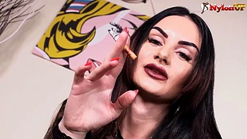 Gorgeous Ambra spreading her feet in sexy black pantyhose by Nylon Up: Porn