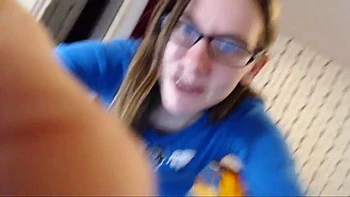 Teen with glasses spreads her pussy and fingers herself: Amateur, Brunette  Masturbation Porn