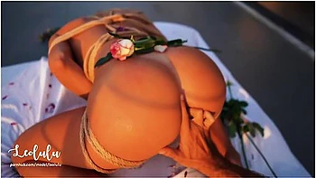 Bondage On The Balcony! Hard Sex And Flower Slaps - Amateur Couple With Leo Lulu