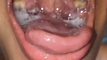 Upside Down Deep Throat Cum Swallow - Brunette Teen Slut Gets Throat Filled