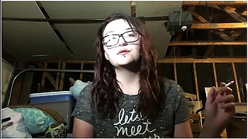 Hot Teen Babe Smokin In Garage