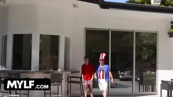 Hot Big Tits MILF Ariella Ferrera & Her StepDaughter Jennifer Jacobs Have Threesome With New StepSon In Front Of Husband During 4th Of July Barbecue