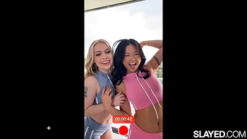 SLAYED Tiny Tight Hotties Lulu Chu And Haley Spades Play With Each Other s Wet Pussies: Porn