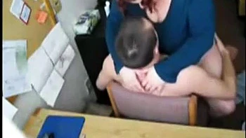 Camera catches horny slutty married woman fucking her co-worker at her job  by her desk during overtime: Porn