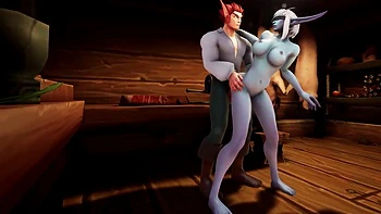 Elf Fucks Night Elf with a Blindfold in the Kitchen - Warcraft Porn Parody