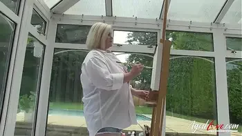 AGEDLOVE Mature Artist Lacey Starr Seduces Handy Model Luke Hotrod and Sucks Him well