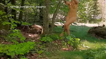 Chained to Tree with Vibrator inside but out of Reach