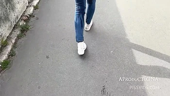 Wetting Her Jeans On The Streets Of Budapest