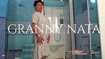Modern Grandma Nata Loves To Play With Her Dildo And Her Pussy In The Bathroom