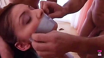 The Brunette Enjoys While The Guys Fill Her Tight Pussy And Ass In An Orgy