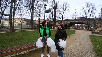 Cheerleader tryouts turned into a wild threesome with Katarina Rina and Serina Gomez