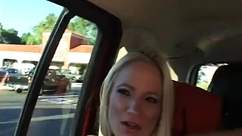 Blonde with tiny tits blows black guy