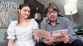 Skinny teen Funky Town rides old man’s cock in doggy style