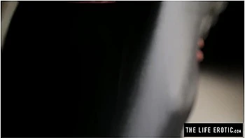 Shaved Redhead Cumming Hard With Feet In Chains