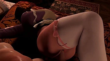 Anal with Hot Asian Maid Milf on the bed: 3D Porn