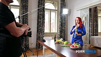 Ravishing Redhead Angel Wicky Seduces Film Crew To Enjoy A DP Slamming GP2701